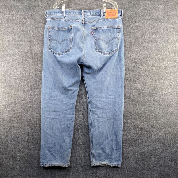 Levi's 505 Men's Regular Straight Fit Jeans Blue 38x30 Stone Wash Denim - Picture 5 of 14